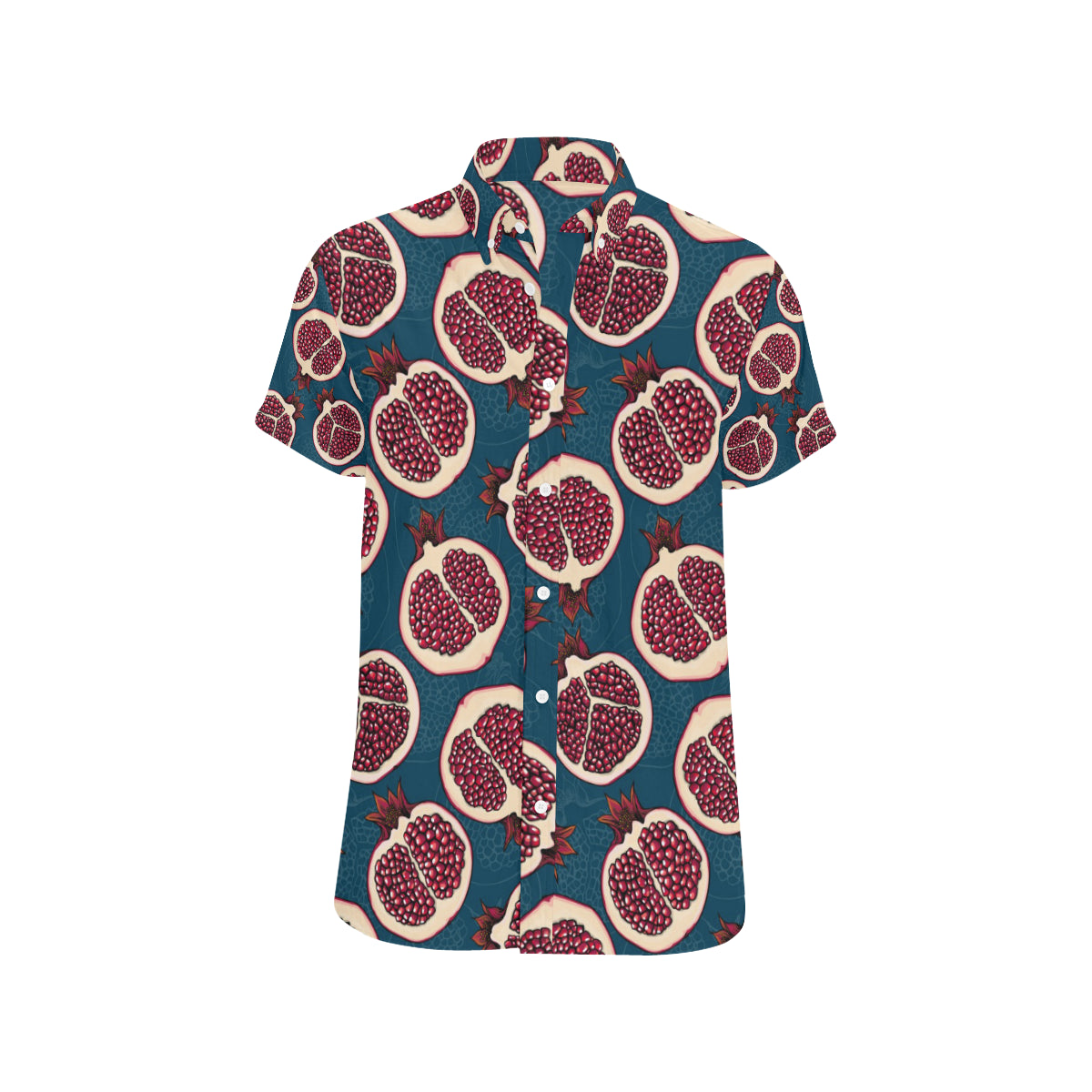 Pomegranate Pattern Print Design PG02 Men's Short Sleeve Button Up Shirt