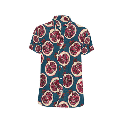 Pomegranate Pattern Print Design PG02 Men's Short Sleeve Button Up Shirt