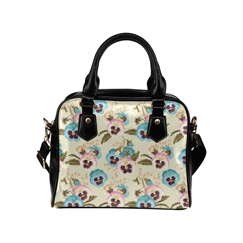 Pansy Pattern Print Design A02 Shoulder Handbag