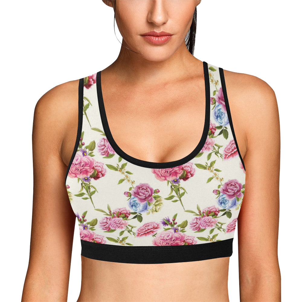 Carnations Pattern Print Design CN02 Sports Bra