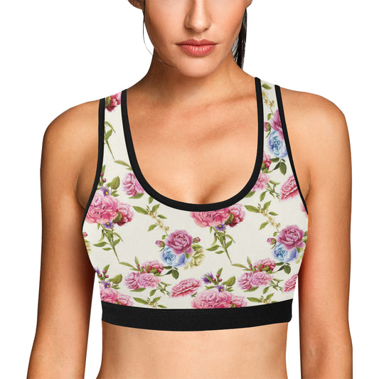 Carnations Pattern Print Design CN02 Sports Bra
