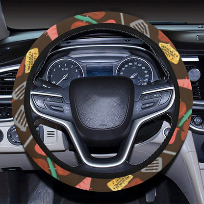 Barbecue Pattern Print Design 05 Steering Wheel Cover with Elastic Edge