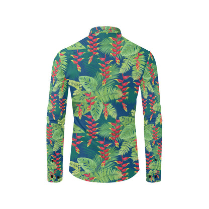 Heliconia Pattern Print Design HL08 Men's Long Sleeve Shirt