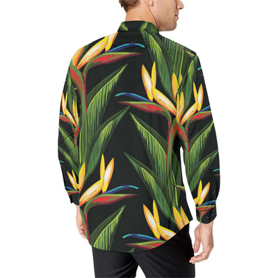 Bird Of Paradise Pattern Print Design BOP012 Men's Long Sleeve Shirt