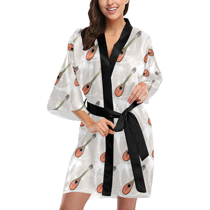 Mandolin Pattern Print Design 03 Women's Short Kimono