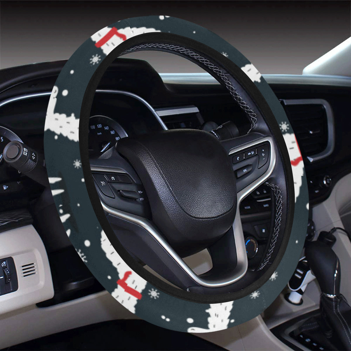 Alpaca Pattern Print Design 04 Steering Wheel Cover with Elastic Edge
