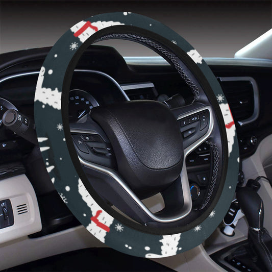 Alpaca Pattern Print Design 04 Steering Wheel Cover with Elastic Edge