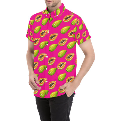 Papaya Pattern Print Design PP02 Men's Short Sleeve Button Up Shirt