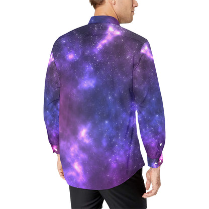 Celestial Purple Blue Galaxy Men's Long Sleeve Shirt