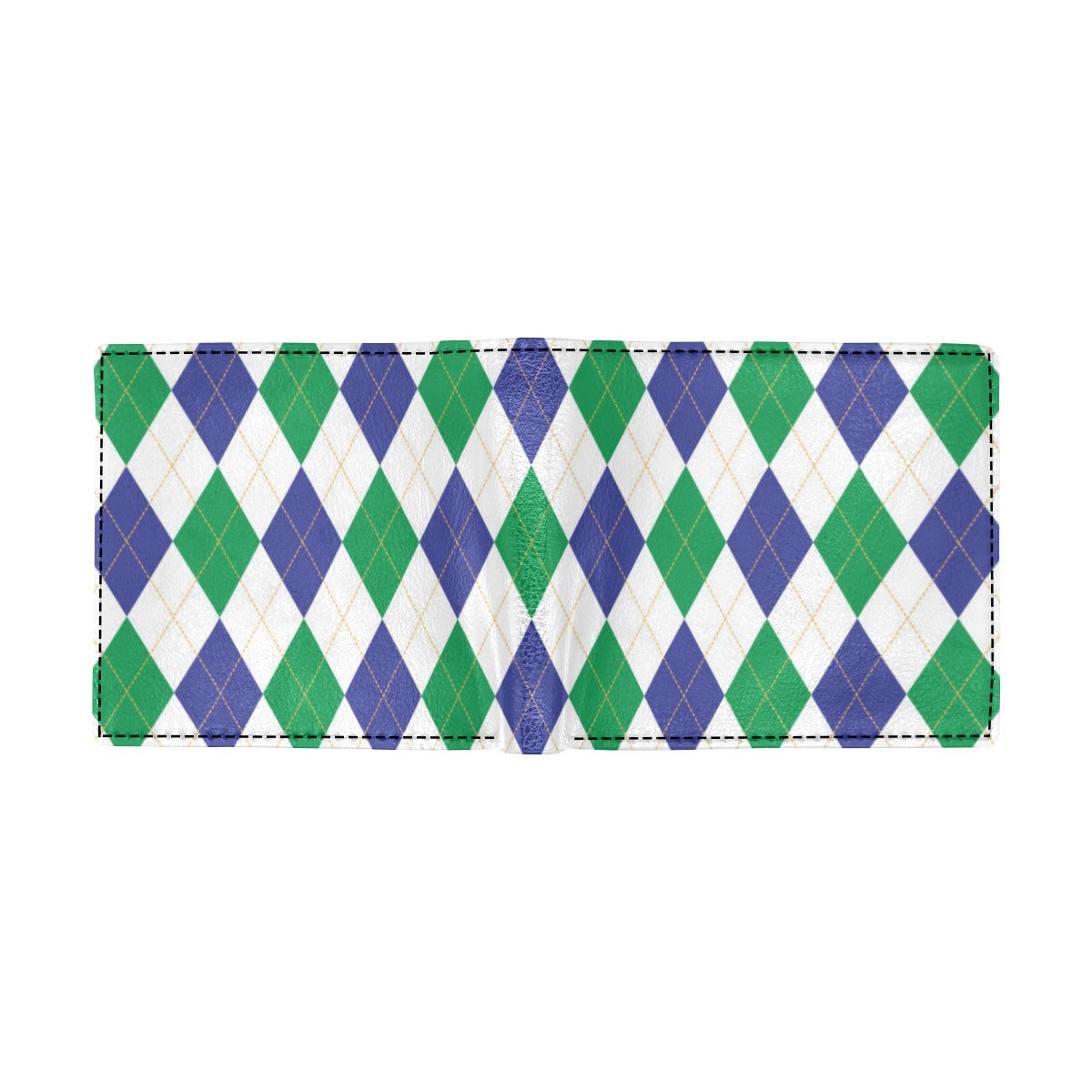 Argyle Green Blue Pattern Print Design 03 Men's ID Card Wallet