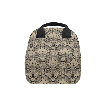 Indian Boho Wolf Insulated Lunch Bag
