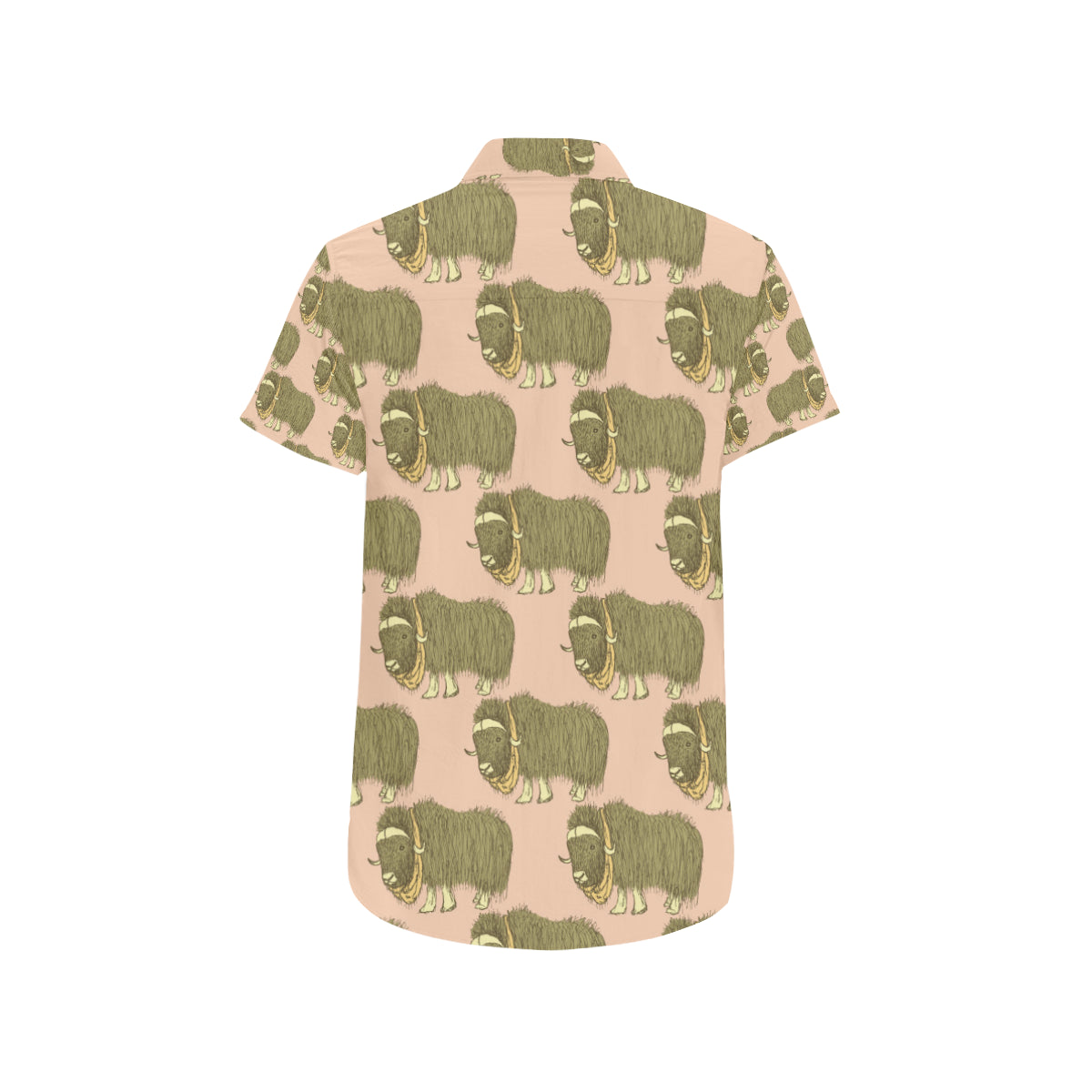 Yak Pattern Print Design 01 Men's Short Sleeve Button Up Shirt