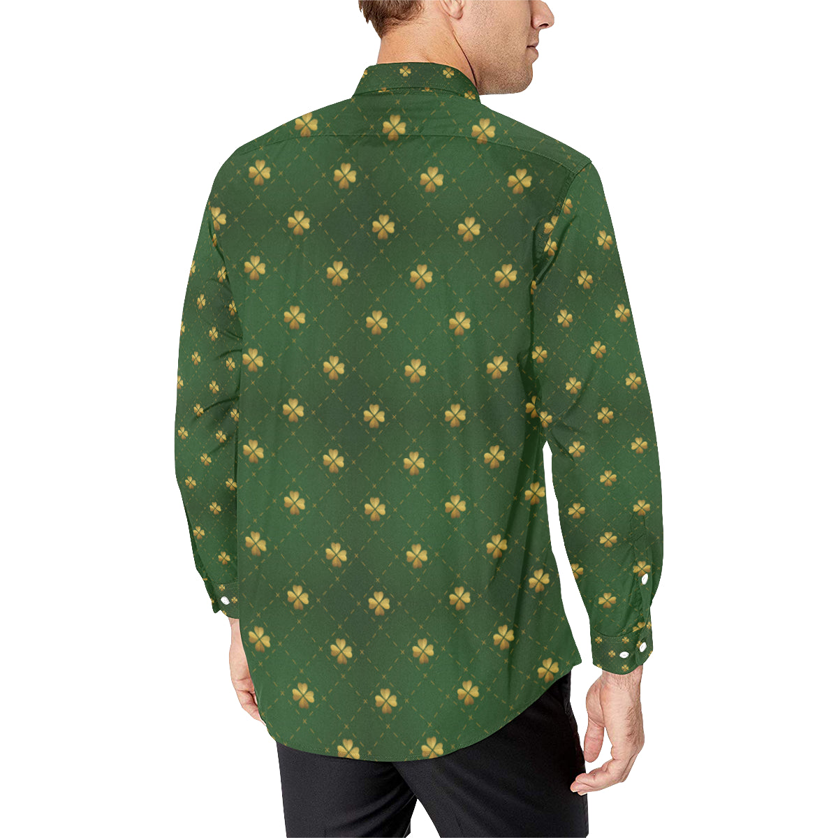Clover  Pattern Print Design 01 Men's Long Sleeve Shirt