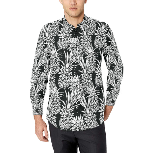 Pineapple Pattern Print Design PP08 Men's Long Sleeve Shirt