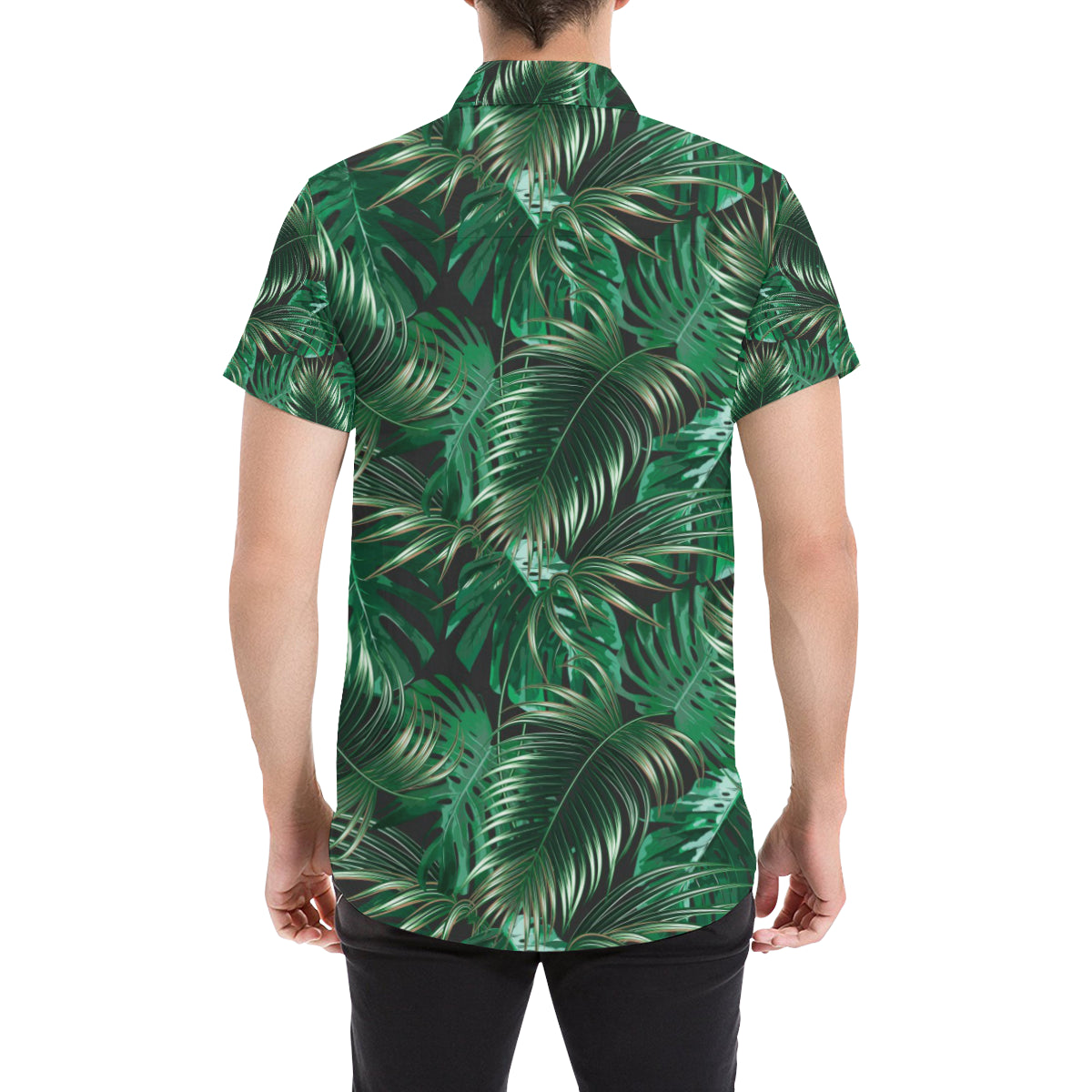 Tropical Flower Pattern Print Design TF012 Men's Short Sleeve Button Up Shirt