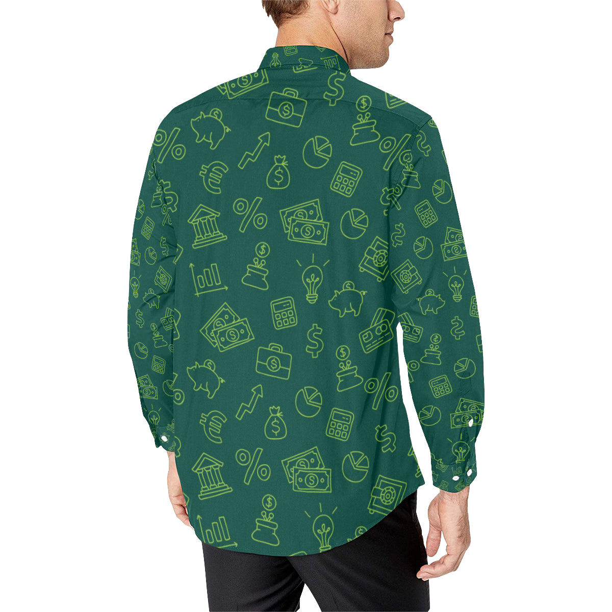 Accounting Financial Pattern Print Design 02 Men's Long Sleeve Shirt