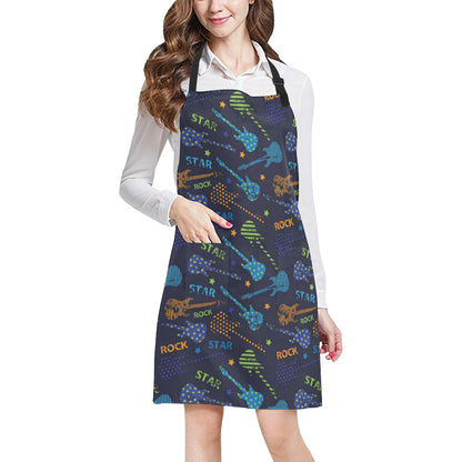 Rock and Roll Pattern Print Design A04 Apron with Pocket