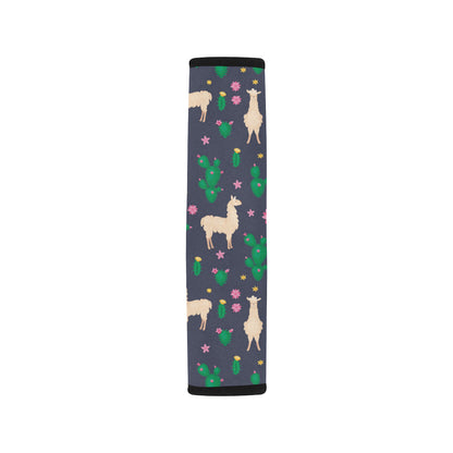 Llama Cactus Pattern Print Design 012 Car Seat Belt Cover