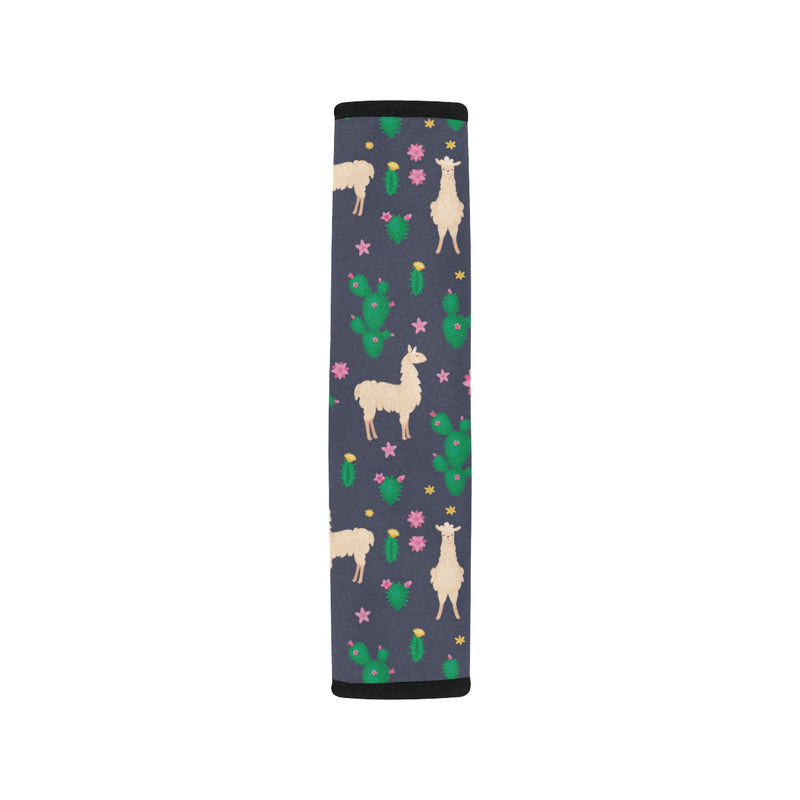 Llama Cactus Pattern Print Design 012 Car Seat Belt Cover