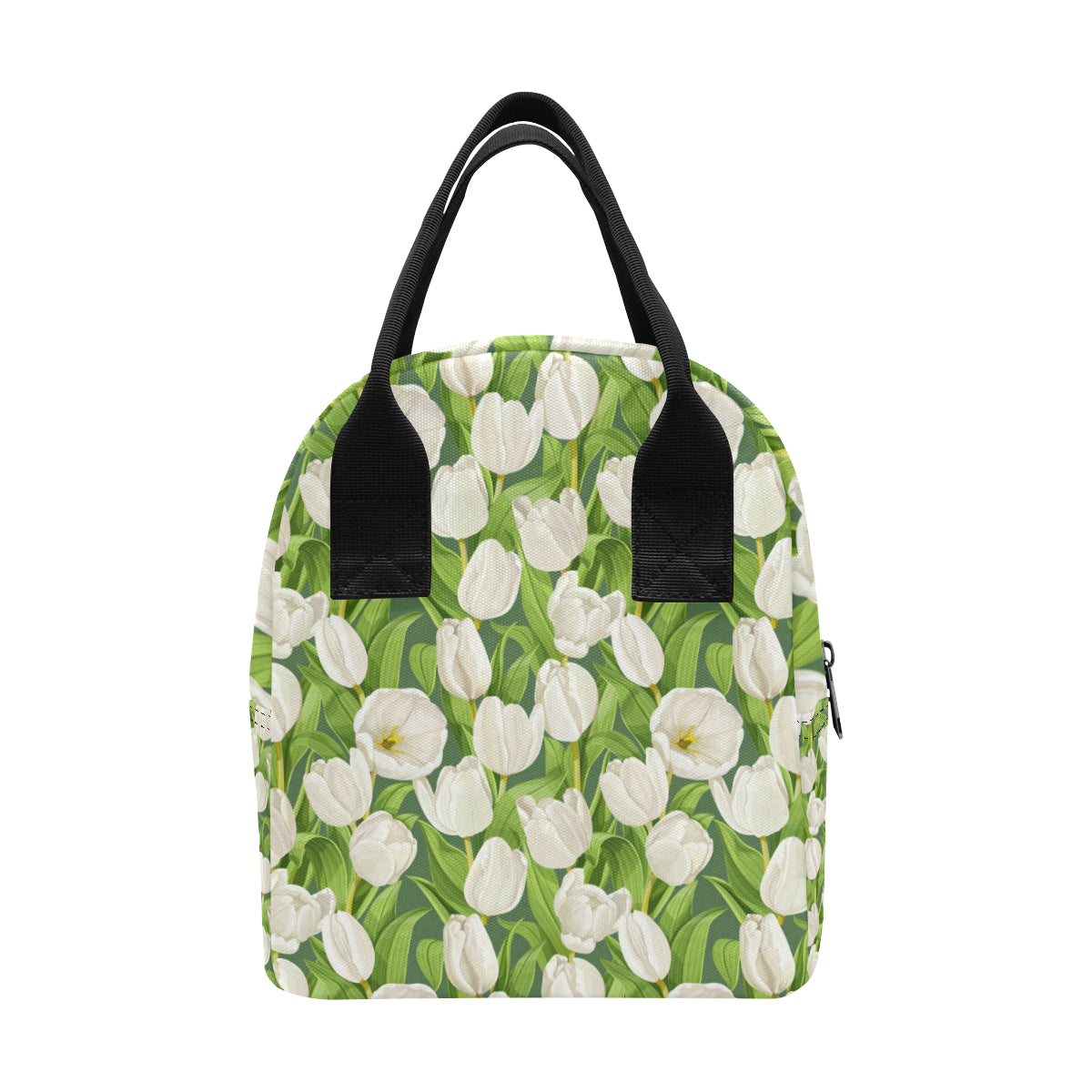 Tulip White Pattern Print Design TP05 Insulated Lunch Bag