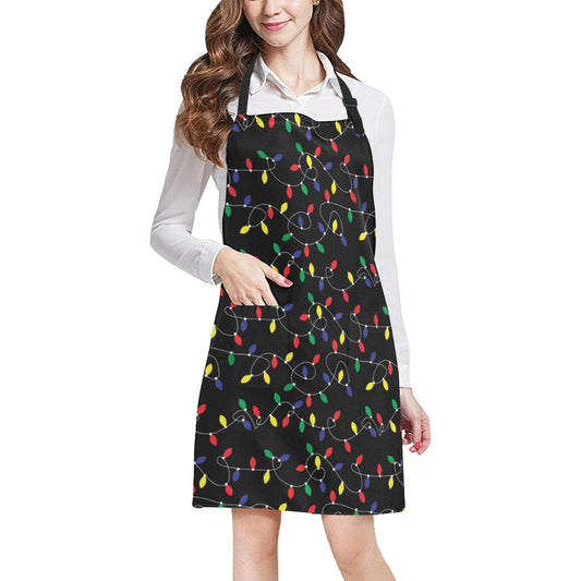 Christmas Light Pattern Print Design 04 Apron with Pocket