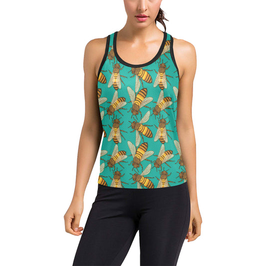 Bee Pattern Print Design BEE04 Women's Racerback Tank Top