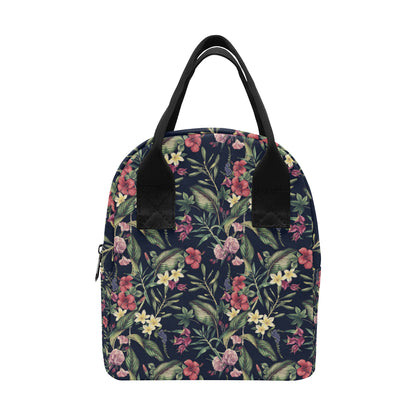 Tropical Flower Pattern Insulated Lunch Bag