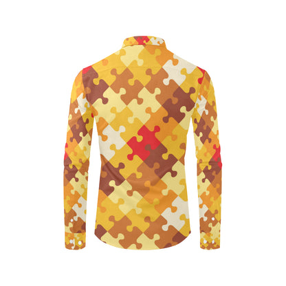 Puzzle Pattern Print Design A01 Men's Long Sleeve Shirt