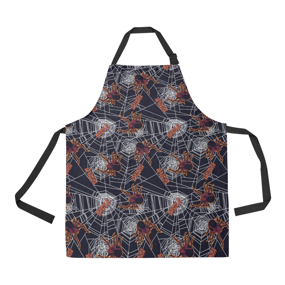 Tarantula Spiderwebs Pattern Print Design 01 Apron with Pocket