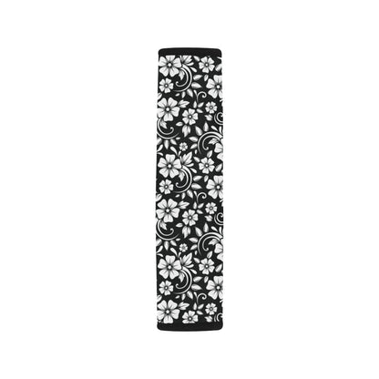 Floral Black White Themed Print Car Seat Belt Cover