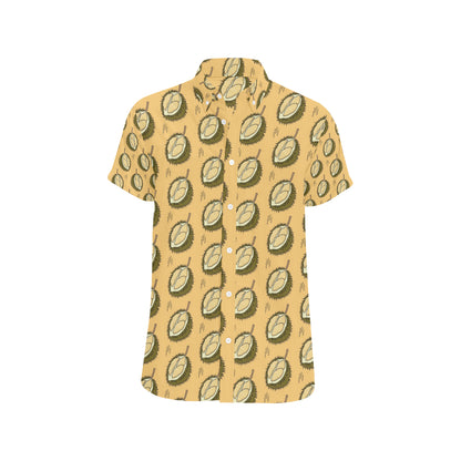 Durian Pattern Print Design DR02 Men's Short Sleeve Button Up Shirt