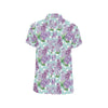 Lilac Pattern Print Design 02 Men's Short Sleeve Button Up Shirt