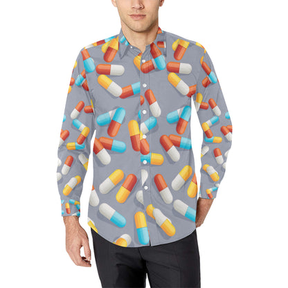 Pill Pattern Print Design A01 Men's Long Sleeve Shirt
