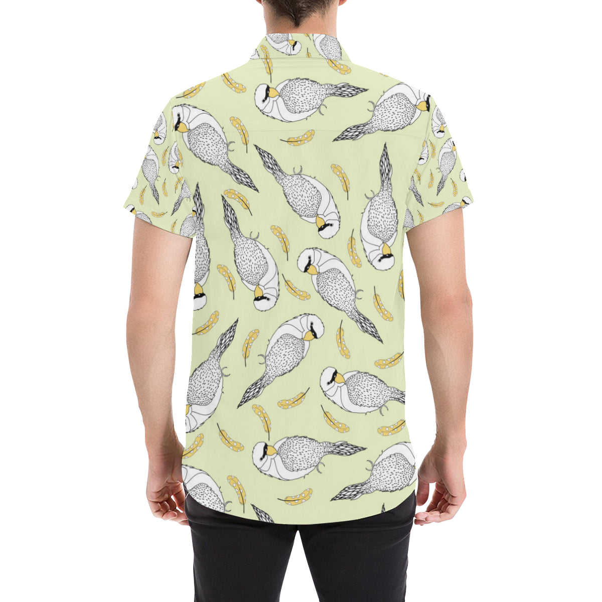 Parakeet Pattern Print Design A03 Men's Short Sleeve Button Up Shirt