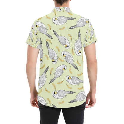 Parakeet Pattern Print Design A03 Men's Short Sleeve Button Up Shirt