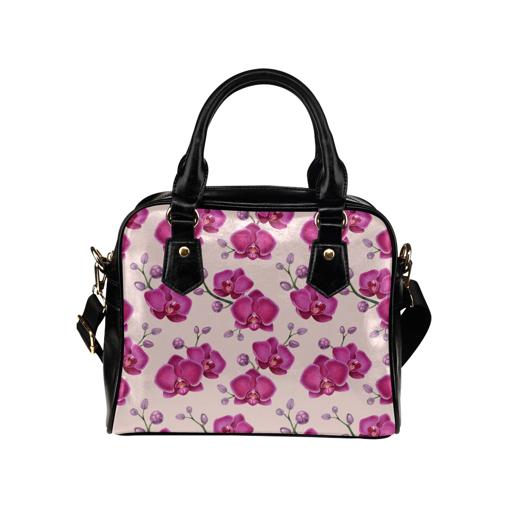 Orchid Pattern Print Design A02 Shoulder Handbag