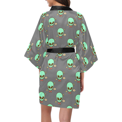 Alien Pattern Print Design 02 Women's Short Kimono