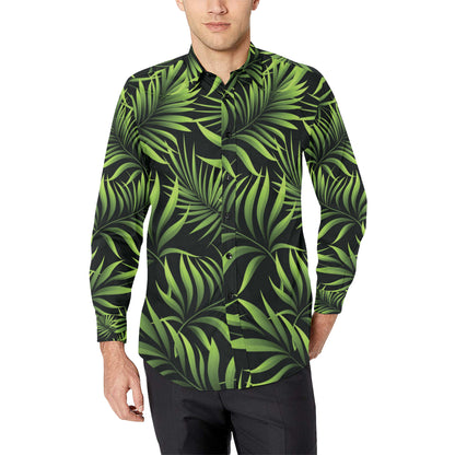 Palm Leaves Pattern Print Design PL07 Men's Long Sleeve Shirt