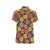 Hibiscus Pattern Print Design HB024 Men's Short Sleeve Button Up Shirt