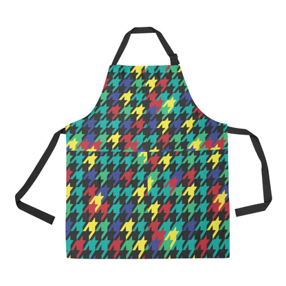 Houndstooth Colorful Pattern Print Design 02 Apron with Pocket