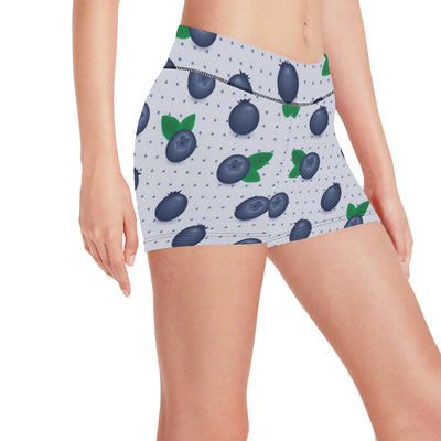 Blueberry Pattern Print Design BB02 Yoga Shorts