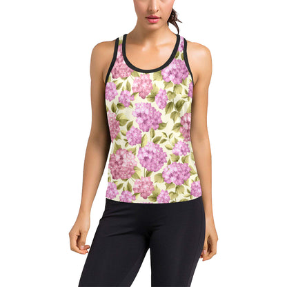 Hydrangea Pattern Print Design HD05 Women's Racerback Tank Top