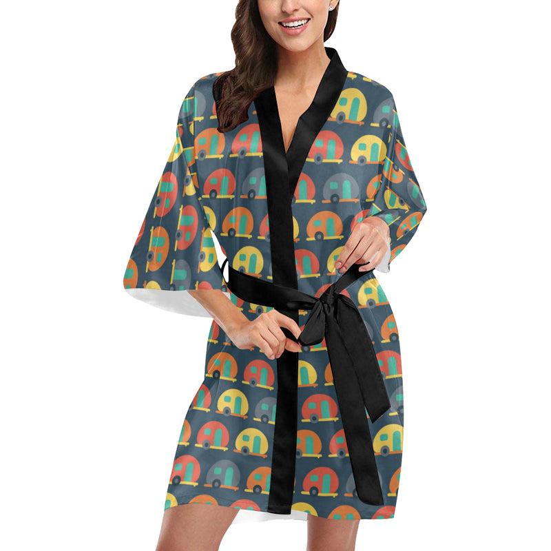 Camper Pattern Print Design 02 Women's Short Kimono