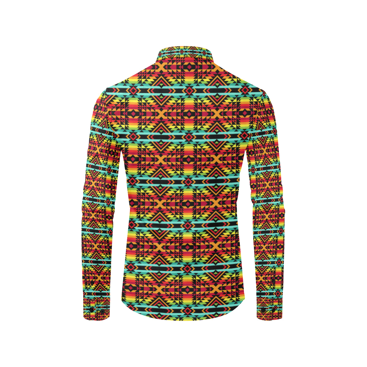 Kente Red Design African Print Men's Long Sleeve Shirt