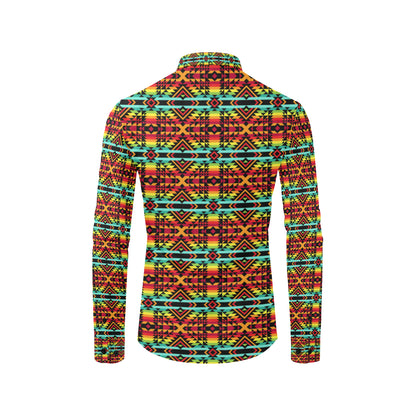 Kente Red Design African Print Men's Long Sleeve Shirt