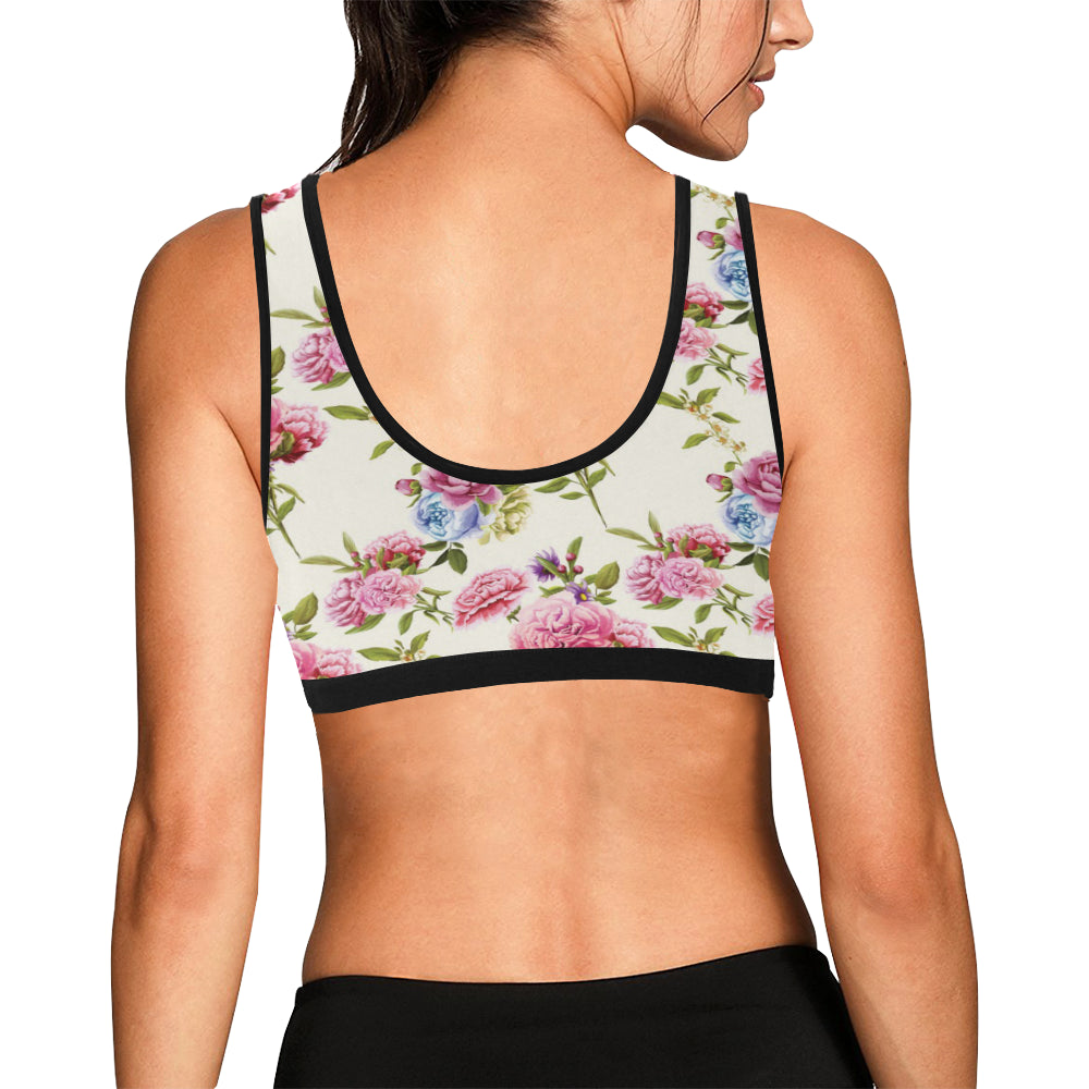 Carnations Pattern Print Design CN02 Sports Bra