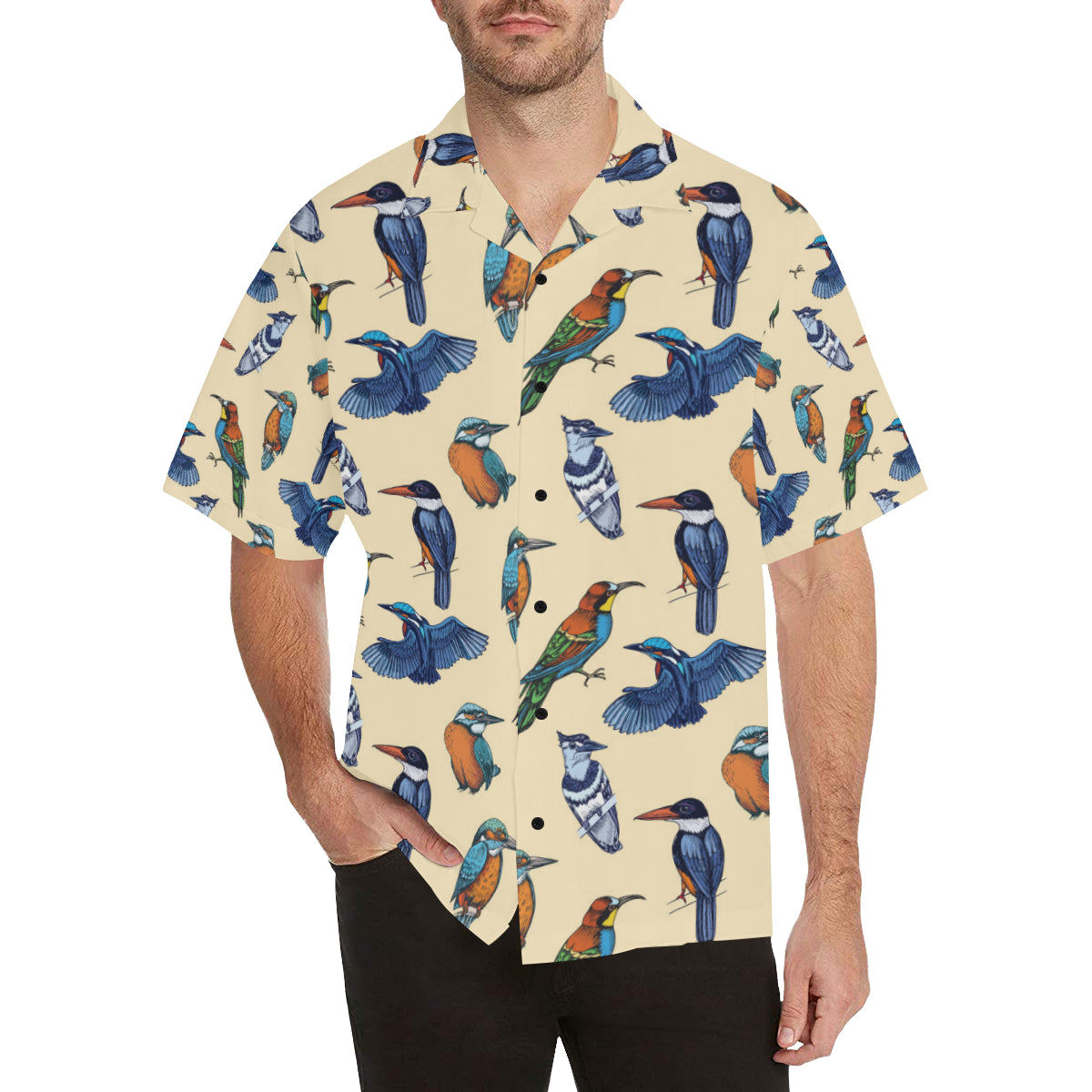 Kingfisher Bird Pattern Print Design 04 Men's Hawaiian Shirt