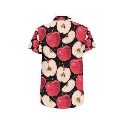 Apple Pattern Print Design AP02 Men's Short Sleeve Button Up Shirt