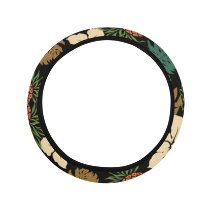 Hawaiian Themed Pattern Print Design H08 Steering Wheel Cover with Elastic Edge