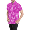 Tie Dye Pink Design Print Men's Short Sleeve Button Up Shirt